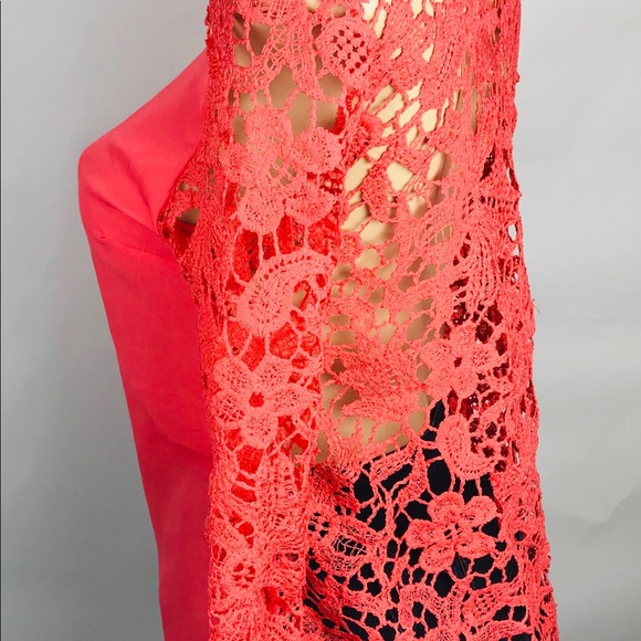 🚩Lace Blouse long Sleeve Sz M Orange - Picture 3 of 6